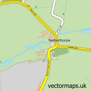 Street map sample of Netherthorpe, South Yorkshire