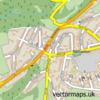 Street map sample of Netherton, West Yorkshire