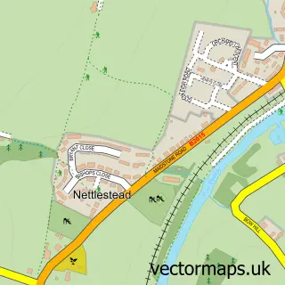 Street map sample of Nettlestead, Kent