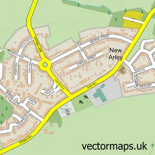 Street map sample of New Arley, Warwickshire