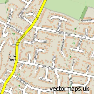 Street map sample of New Barn, Kent