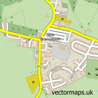 Street map sample of New Brancepeth, Durham