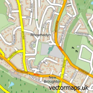 Street map sample of New Broughton, Clwyd