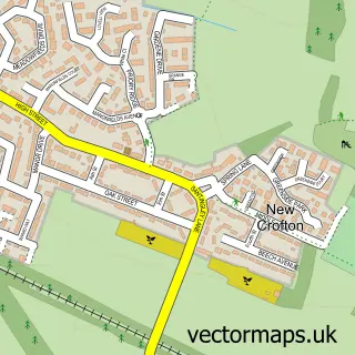 Street map sample of New Crofton, West Yorkshire