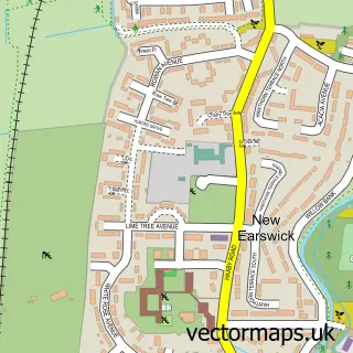 Street map sample of New Earswick, North Yorkshire