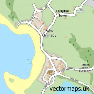 Street map sample of New Grimsby, Cornwall
