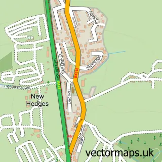 Street map sample of New Hedges, Dyfed