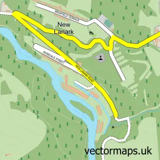 Street map sample of New Lanark, Lanarkshire
