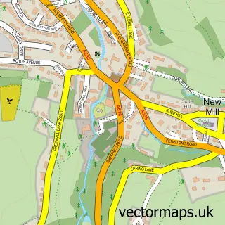 Street map sample of New Mill, West Yorkshire