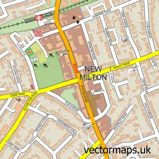 Street map sample of New Milton, Hampshire