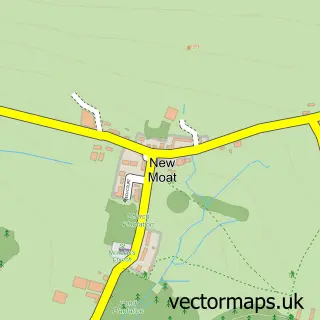 Street map sample of New Moat, Dyfed