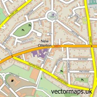 Street map sample of New Ollerton, Nottinghamshire