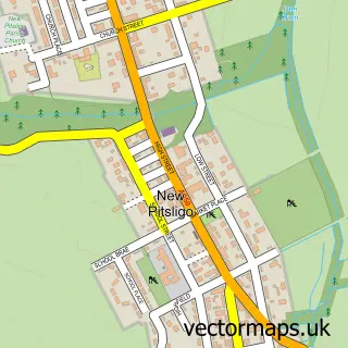Street map sample of New Pitsligo, Aberdeenshire