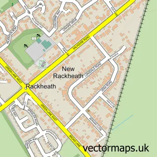 Street map sample of New Rackheath, Norfolk