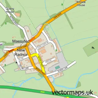 Street map sample of New Radnor, Powys