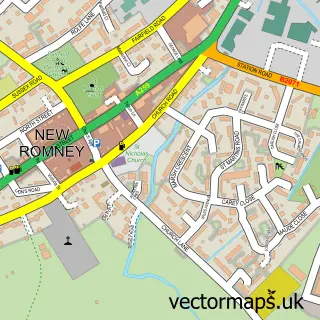 Street map sample of New Romney, Kent
