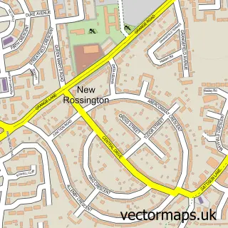Street map sample of New Rossington, South Yorkshire