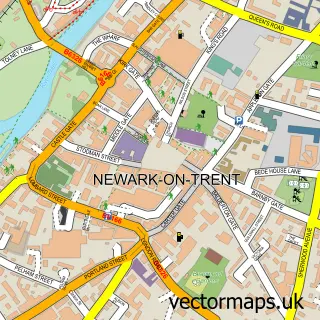 Street map sample of Newark on Trent, Nottinghamshire