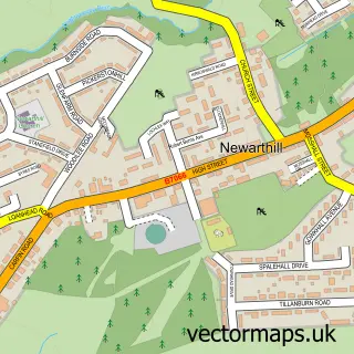 Street map sample of Newarthill, Lanarkshire