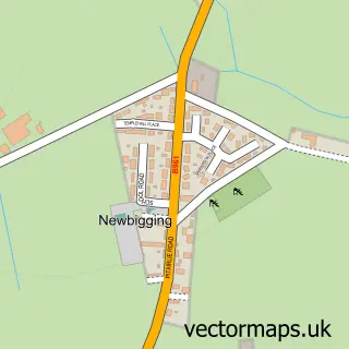 Street map sample of Newbigging, Angus