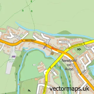 Street map sample of Newbold on Avon, Warwickshire