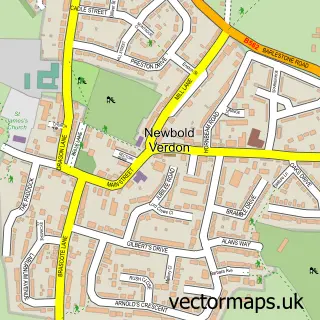 Street map sample of Newbold Verdon, Leicestershire