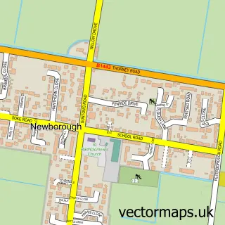 Street map sample of Newborough, Cambridgeshire