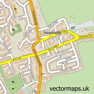 Street map sample of Newbottle, Tyne & Wear