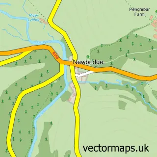 Street map sample of Newbridge, Cornwall