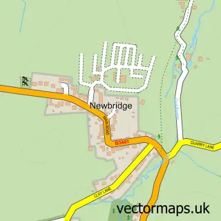Street map sample of Newbridge, Isle of Wight