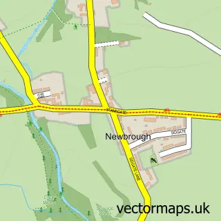 Street map sample of Newbrough, Northumberland