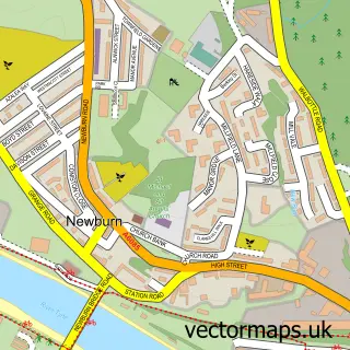 Street map sample of Newburn, Tyne & Wear