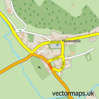 Street map sample of Newcastle, Shropshire