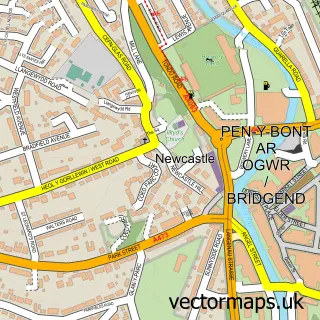 Street map sample of Newcastle, Mid Glamorgan