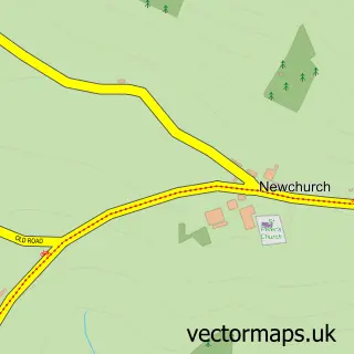 Street map sample of Newchurch, Gwent