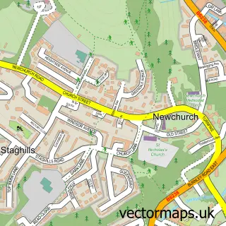 Street map sample of Newchurch, Lancashire