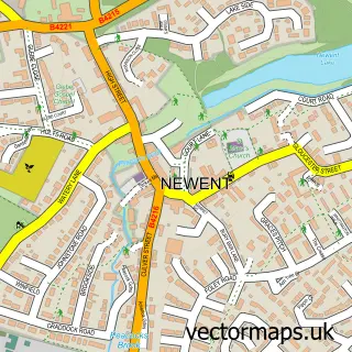 Street map sample of Newent, Gloucestershire