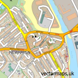 Street map sample of Newhaven, East Sussex