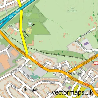 Street map sample of Newhey, Greater Manchester