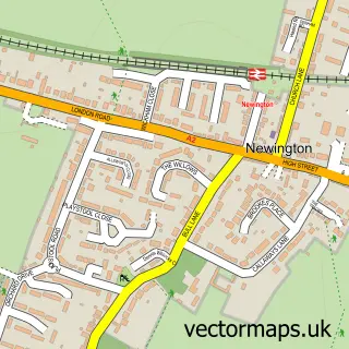 Street map sample of Newington, Kent