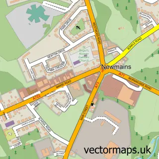 Street map sample of Newmains, Lanarkshire