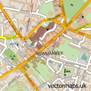 Street map sample of Newmarket, Suffolk