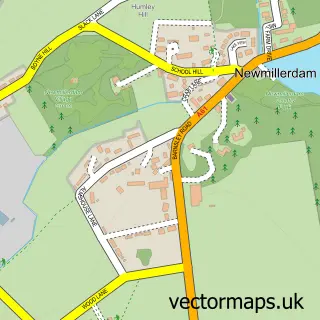 Street map sample of Newmillerdam, West Yorkshire
