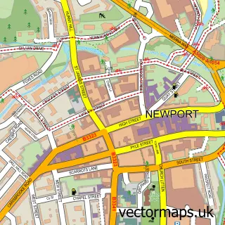 Street map sample of Newport, Isle of Wight