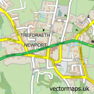 Street map sample of Newport, Dyfed