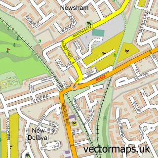 Street map sample of Newsham, Northumberland