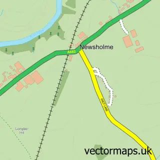 Street map sample of Newsholme, Lancashire
