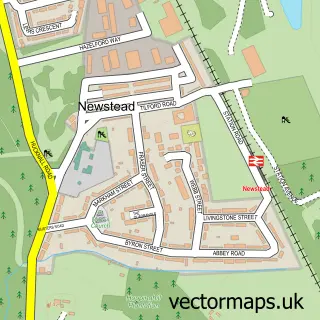 Street map sample of Newstead, Nottinghamshire