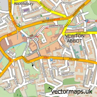 Street map sample of Newton Abbot, Devon