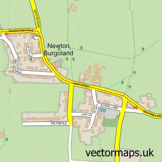 Street map sample of Newton Burgoland, Leicestershire